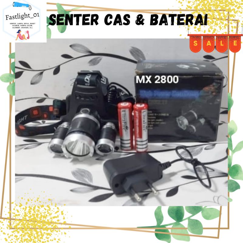 Senter Kepala 3 Mata MX 2800 (3 × Cree T6)