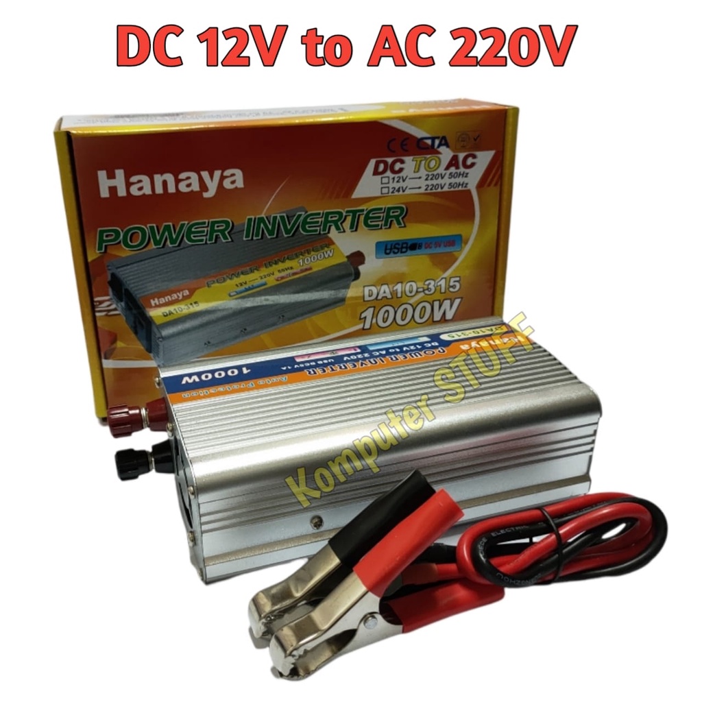 Alat Perubah Arus DC 12V to AC 220V Power Inverter Hanaya 1000W