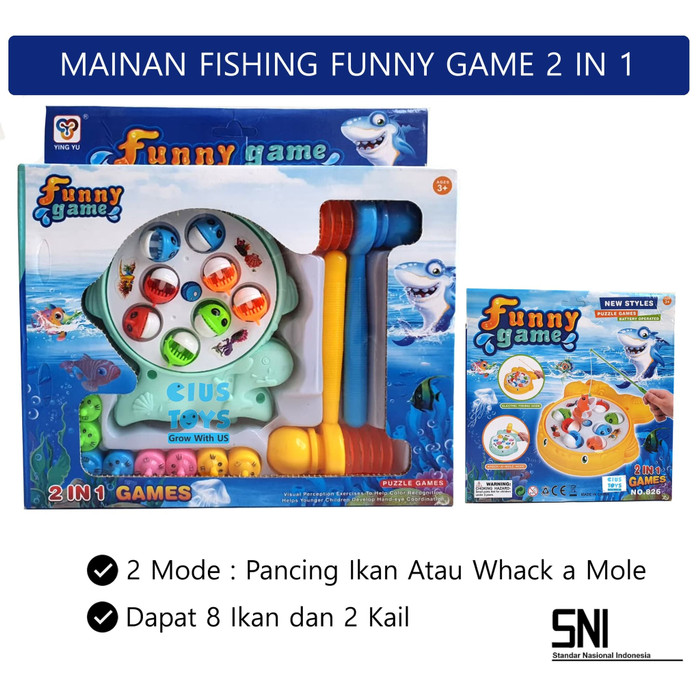 Mainan Pancingan Ikan | Mainan Whack a Mole | Fishing Game 2 in 1