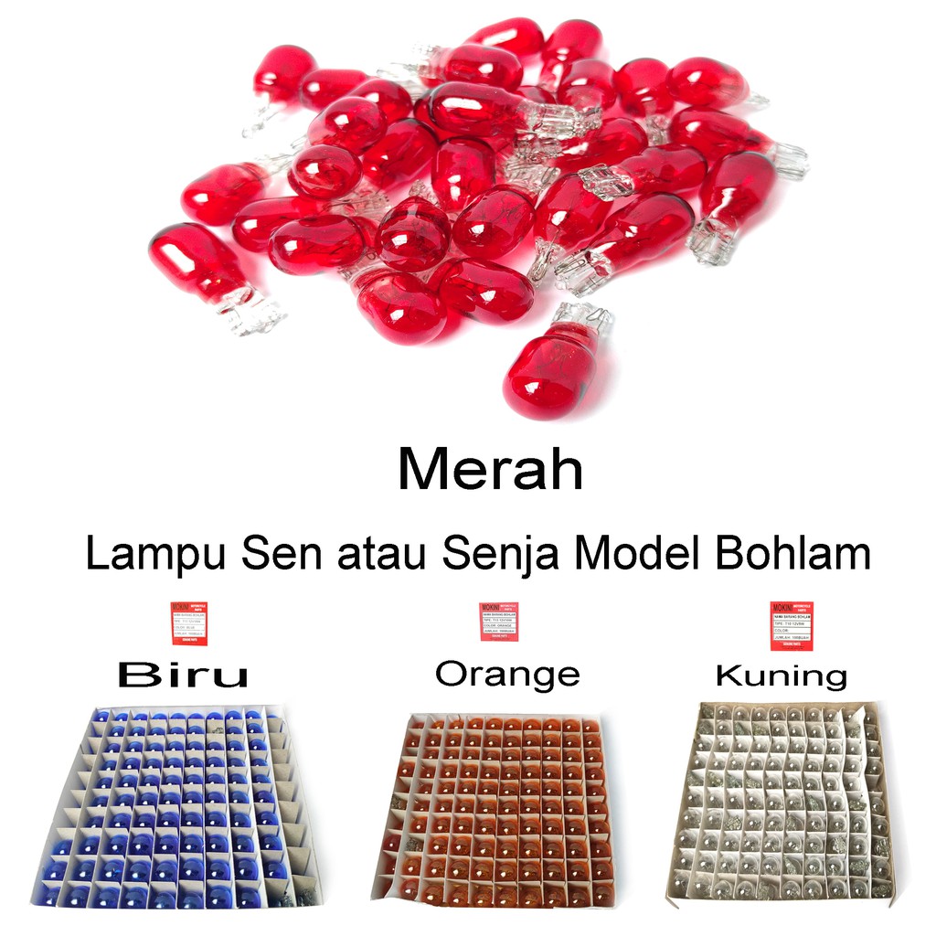 Lampu Bohlam Sein-Sen Motor Mobil T13 12V 10 Watt Kuning/orange/biru/Merah , pemakaian Universal