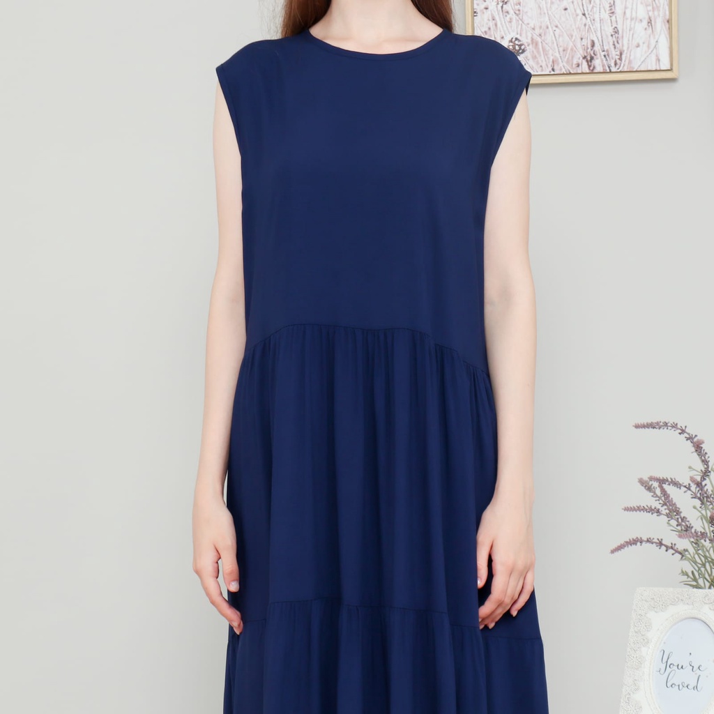 Azura Inner Dress Baju Dalaman Wanita Tanpa Lengan Bahan Rayon Uniqlo Premium Size L XL Terbaru / Inner Dress Kutung Ruffle Susun Polos Kekinian Beraneka Warna 2022