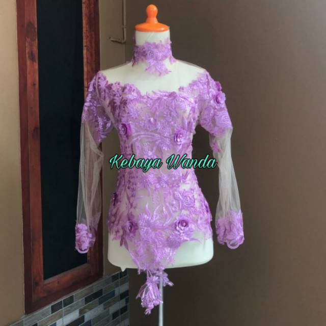 (PO dan READY) Kebaya Atasan Bunga 3D + Tulle Cristal / Kebaya Pengantin / Kebaya Wisuda Modern