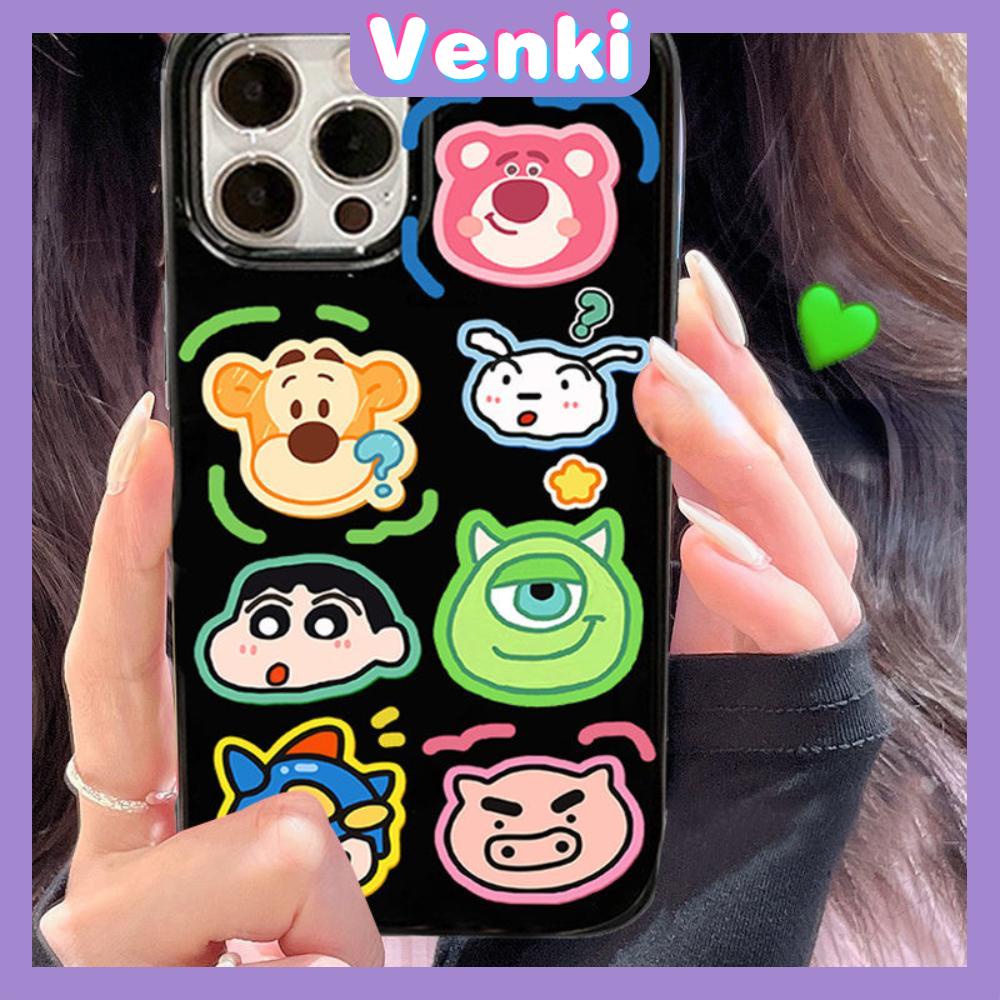 iPhone Case Silicone Soft Case Black Shiny Shockproof Protection Camera Monster Cartoon Avatar Cute Compatible For iPhone 11 Pro Max 13 Pro Max 12 Pro Max 7Plus xr XS Max