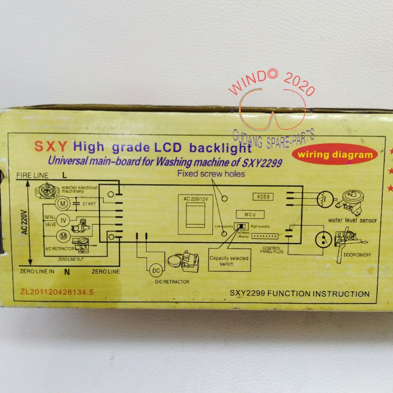 PCB MODUL MESIN CUCI UNIVERSAL SXY 2299 LAYAR DISPLAY | MODUL MULTI MESIN CUCI TOP LOADING 1 TABUNG