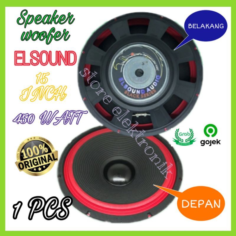 Speaker Woofer ELSOUND 15 Inch RED SERIES 450 Watt Original