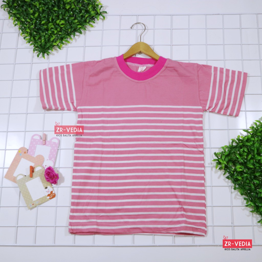 Kaos Geulis uk 5-6 Tahun / Baju Anak Perempuan Adem Lengan Pendek Murah Polos Branded Salur