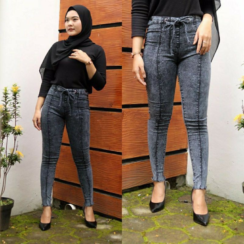 Dazina Celana Jeans HW Snow Rope Panjang Wanita HighWaist Woman