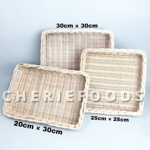 Keranjang Rotan Kotak/ Nampan Rotan Seserahan / Nampan Kue 25CM 30CM