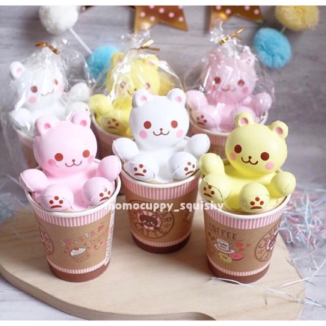 DEFFECT squishy  licensed cafe bear latte ORIGINAL JAPAN ( cup kucing kopi)