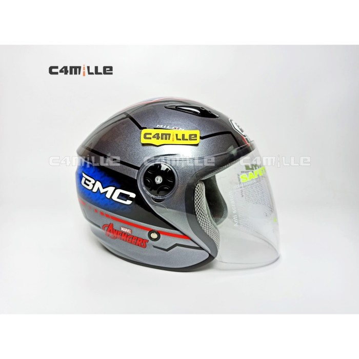HELM BMC MILAN AVENGER CAPTAIN AMERICA #02 GRAPHIC METALIC HALF FACE