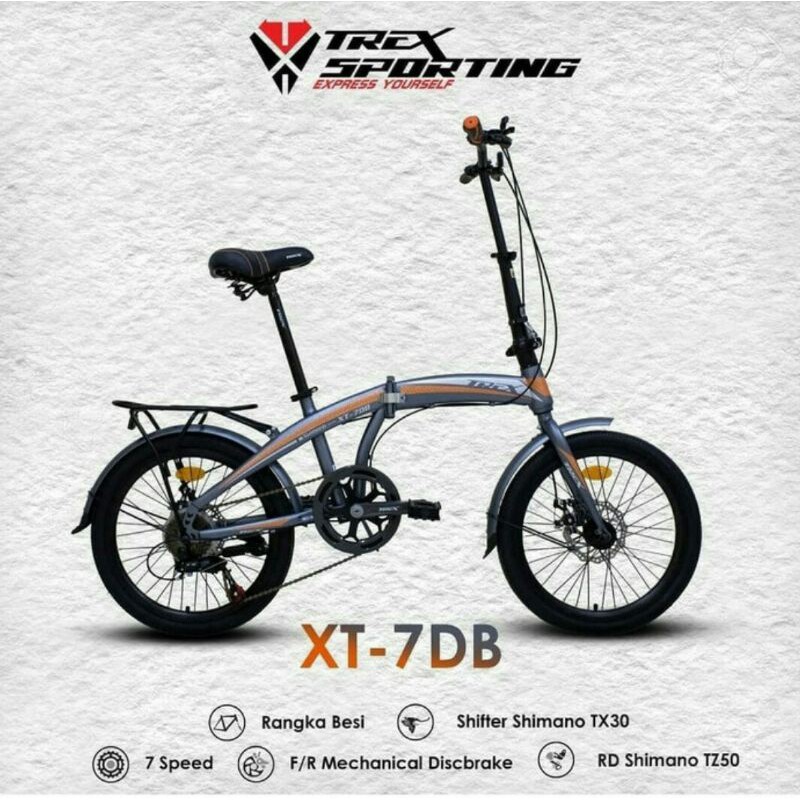 Sepeda Lipat 16 inch TREX XT 7DB 7 Speed