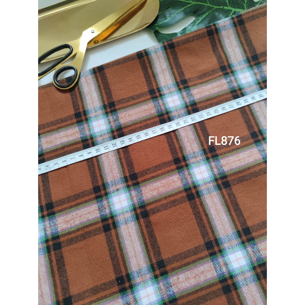 COKLAT kain flanel bahan kotak katun yarndyed harga per 0.5meter/kain meteran happychild