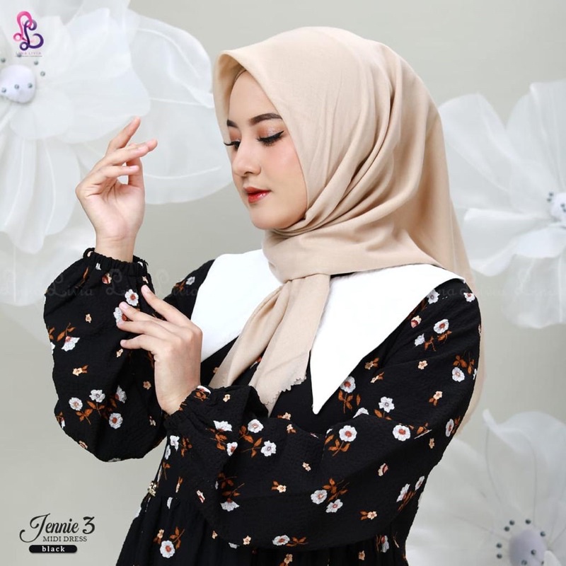 Linalivia Hijab || Jennie 3 Midi Dress byĺ Linalivia hijab ||midie Dress || gamis ||Dress bunga || M