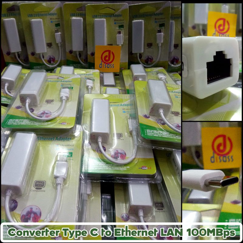 TYPE C TO LAN CONVERTER KABEL SAMBUNGAN TYPEC KE LAN 100MBPS - DISASS JOGJA