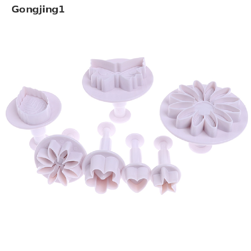 Gongjing1 Cetakan Pemotong Adonan Kue Fondant Desain Bunga Bahan Plastik