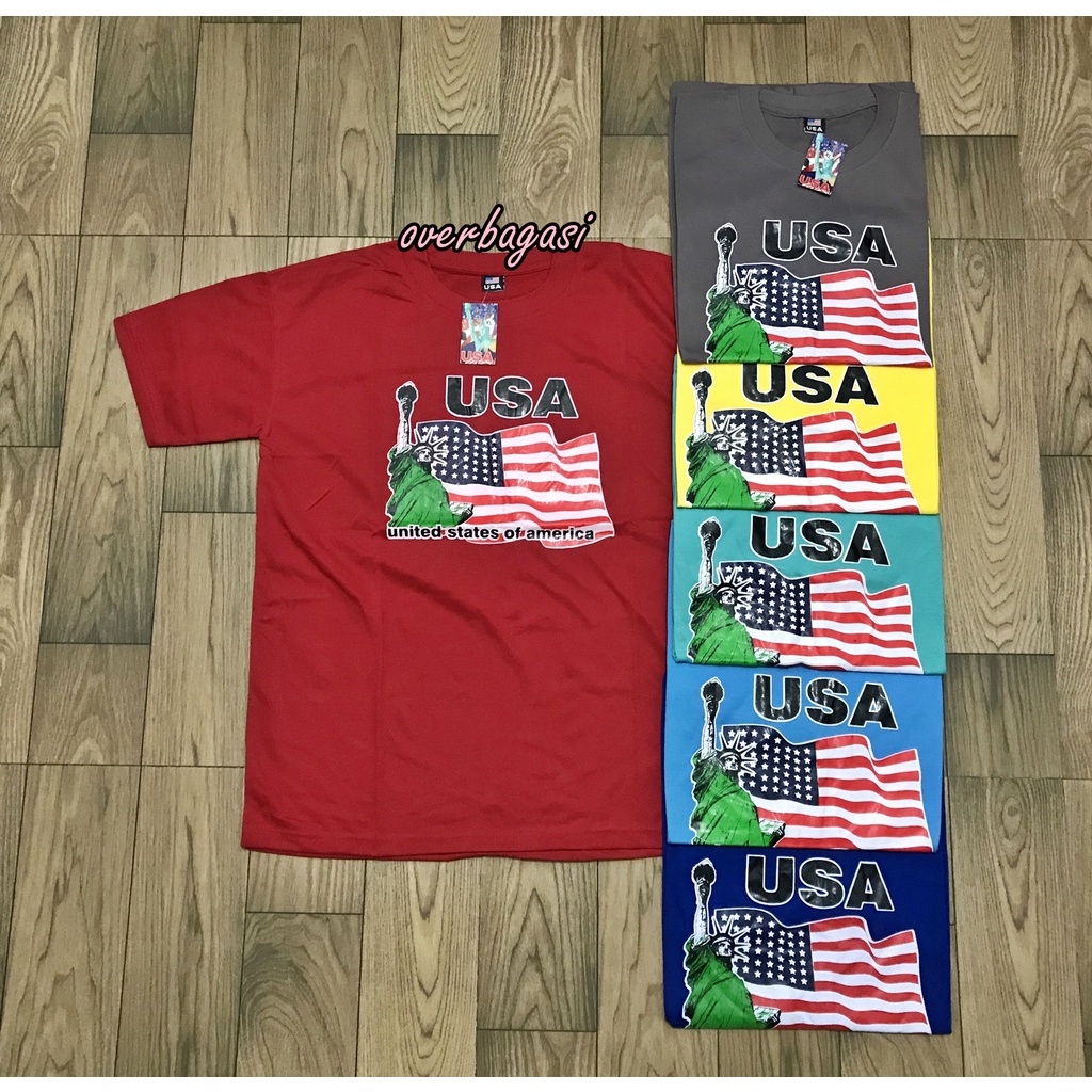 KAOS  SOUVENIR AMERIKA USA WARNA / KAOS MURAH / TSHIRT AMERIKA UNISEX ANAK DAN DEWASA