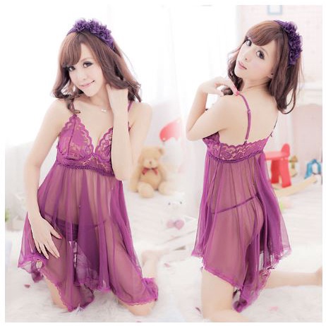 TJM BT003 Baju Tidur Lingerie Wanita Model Renda Serat Mesh Eksotis String Bra Set Dres