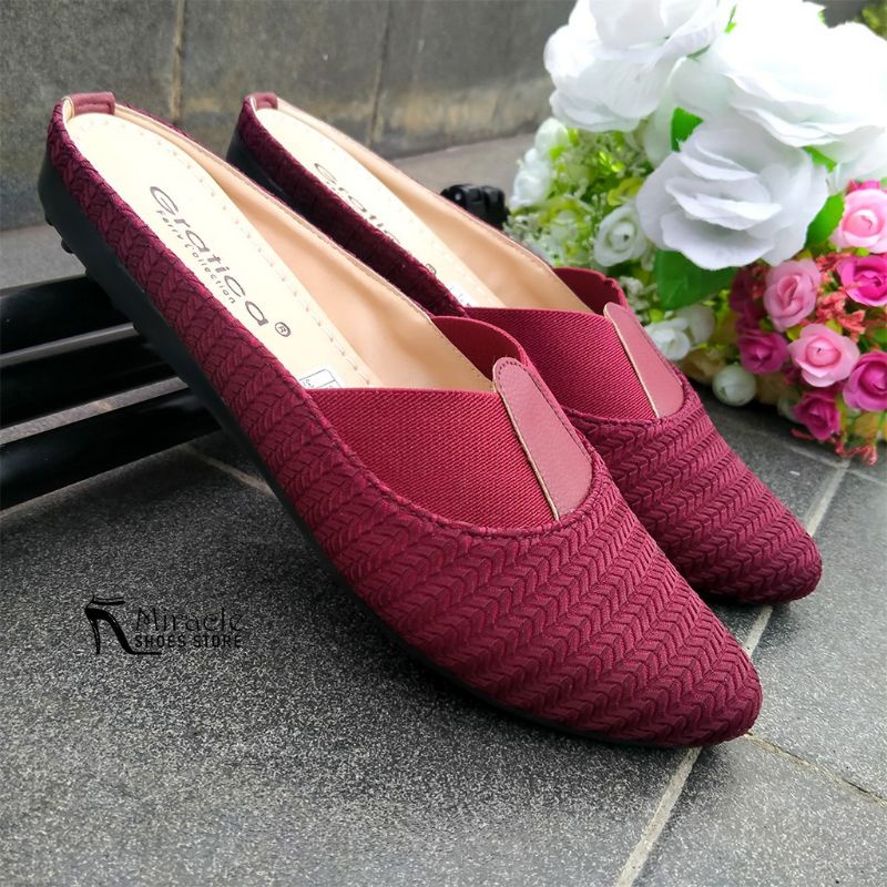 SEPATU WANITA FLAT SHOES SEPATU TUTONG SENDAL WANITA RAJUT SELOP