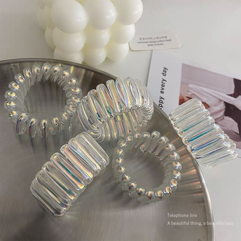1pc Ikat Rambut Model Kabel Telepon Bahan Karet Untuk Wanita