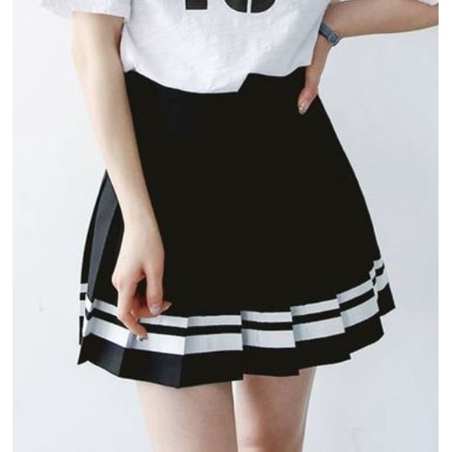 KOREAN HIGHT WAIST PLEATED MINI SKIRT STRIPE