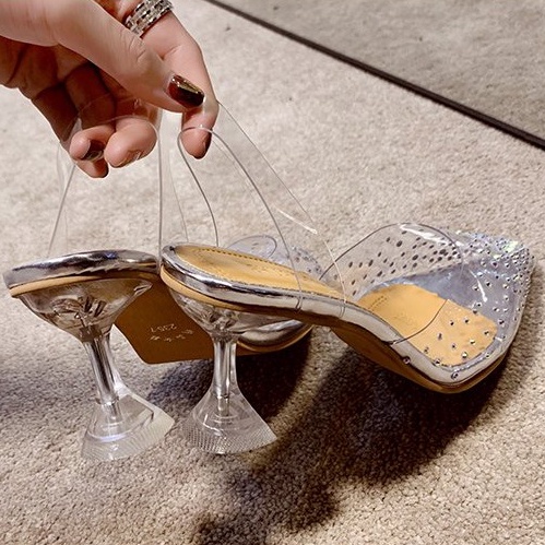 Sepatu High Heels Wanita Spatu Heels Kerja Perempuan Import Hak Tinggi Cewek Formal Kaca Transparan SH-008