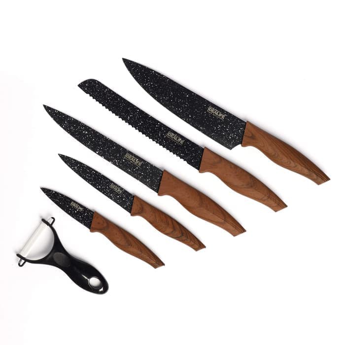 Pisau Keramik Dapur set / idealife il 161 / knife / Handle Motif KAYU