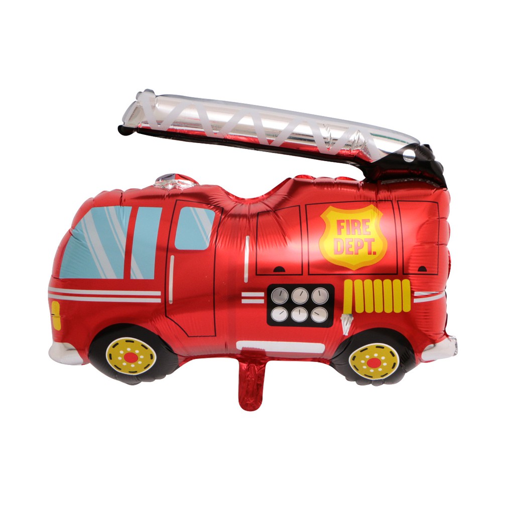 1pc Balon Foil Bentuk Mobil Pemadam Kebakaran Kereta Api Kartun