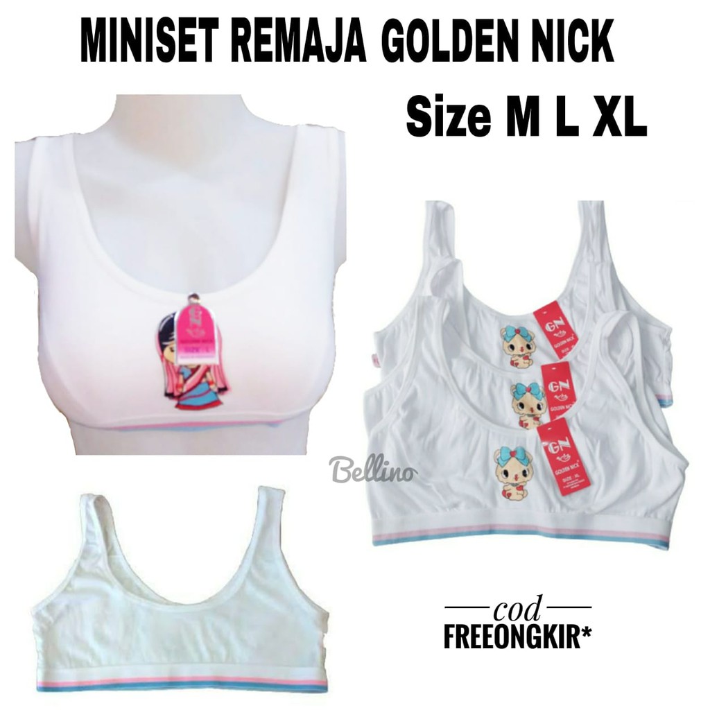 Miniset Anak Perempuan Warna Putih Golden Nick 361 Motif Lucu Size M L XL Mini set Pelajar Tanpa Bus