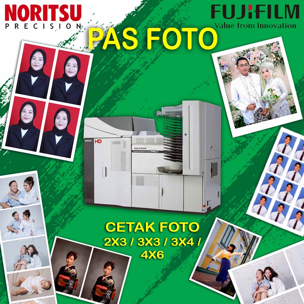 CETAK PAS FOTO/PHOTO KERTAS/PAPER FUJIFILM/DIGIMAX 2X3/3X3/3X4/4X6 MESIN NORITSU PHOTO LAB PROFESION