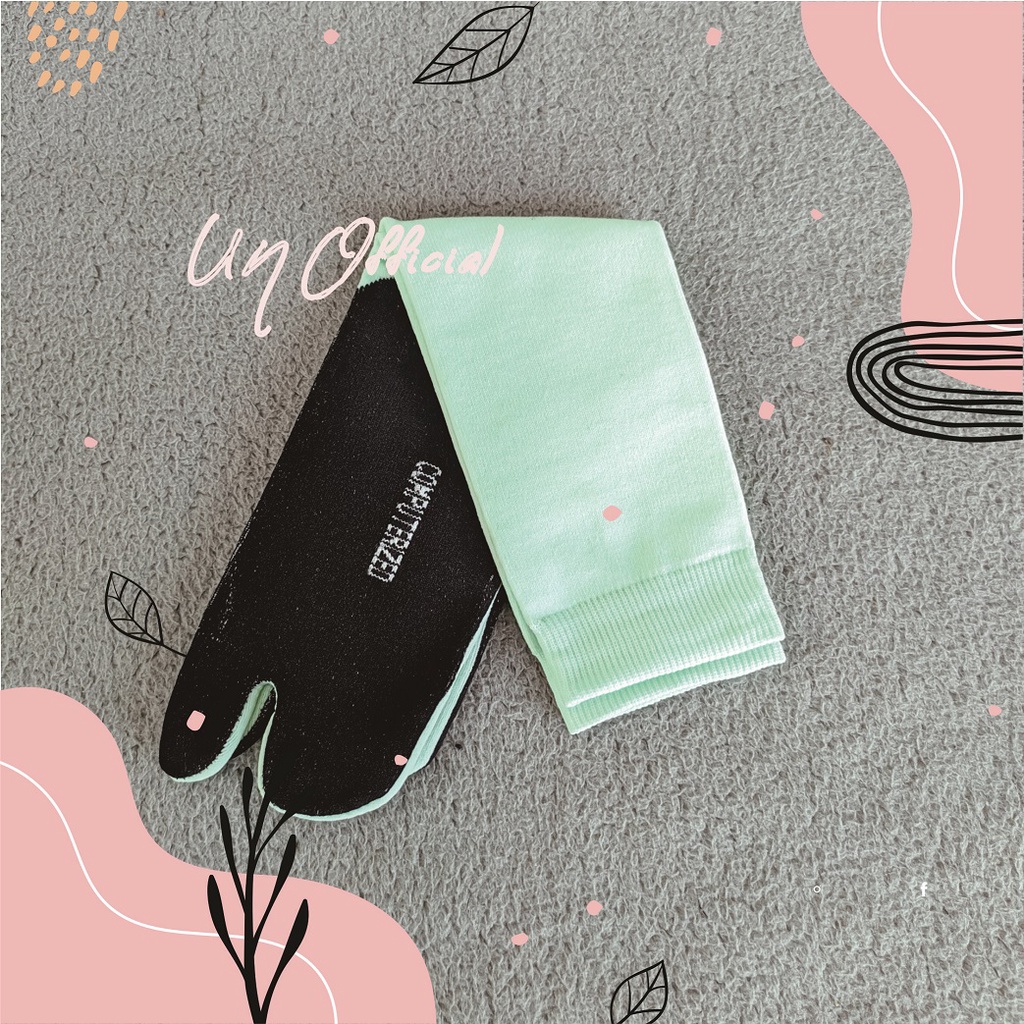 Kaos Kaki Jempol Wanita Muslimah / Muslim Telapak Hitam Panjang - Polos Premium-Mint