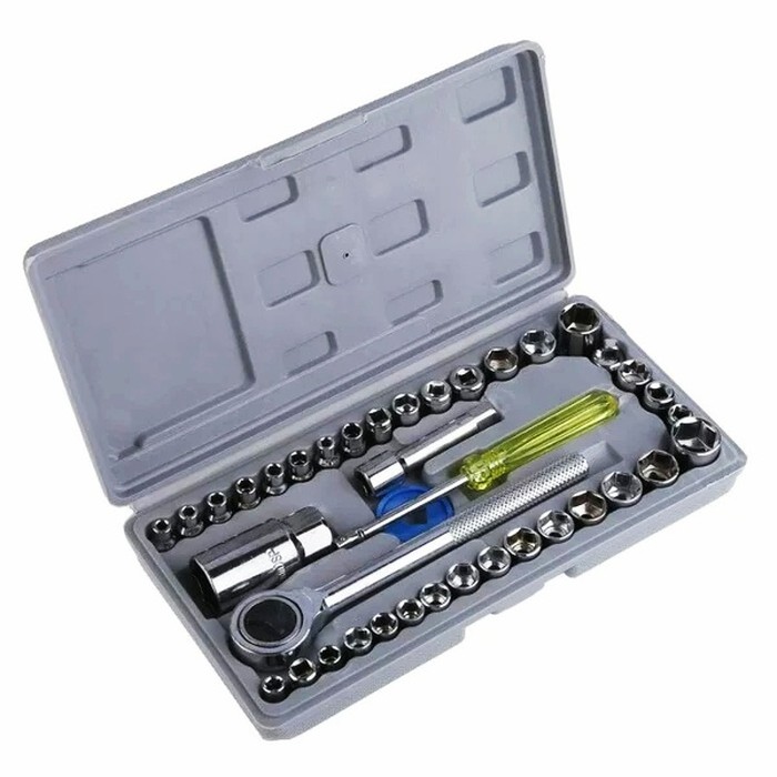 KUNCI SOK 40PCS Kunci Sok Shock Soket 40Pcs Set Tool Box dengan 1/4&quot; Rachet