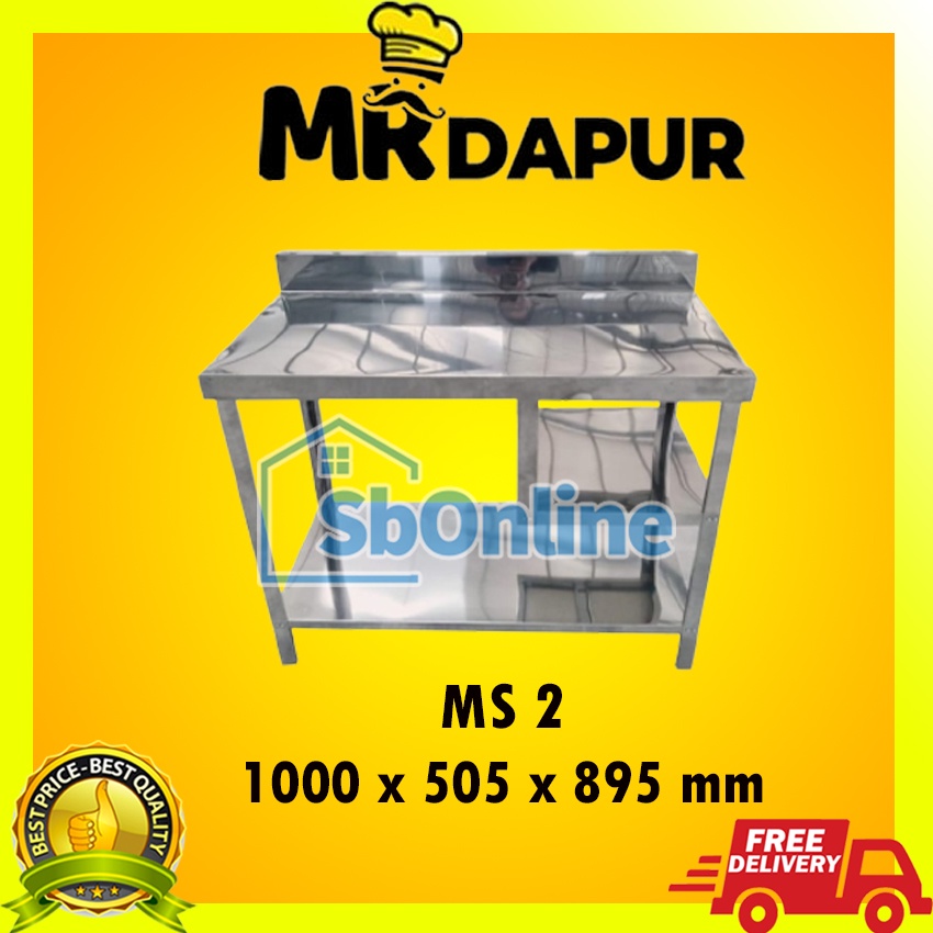 MR DAPUR Meja Dapur Stainless Steel 2 Rak Serbaguna MS 2