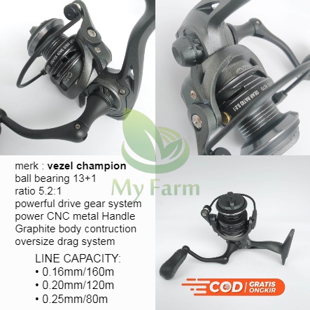 Reel Spinning Vezel Champion 500 Power Handle Ball Bearing 13+1 Rell Mini Gulungan Senar Pancing Jor