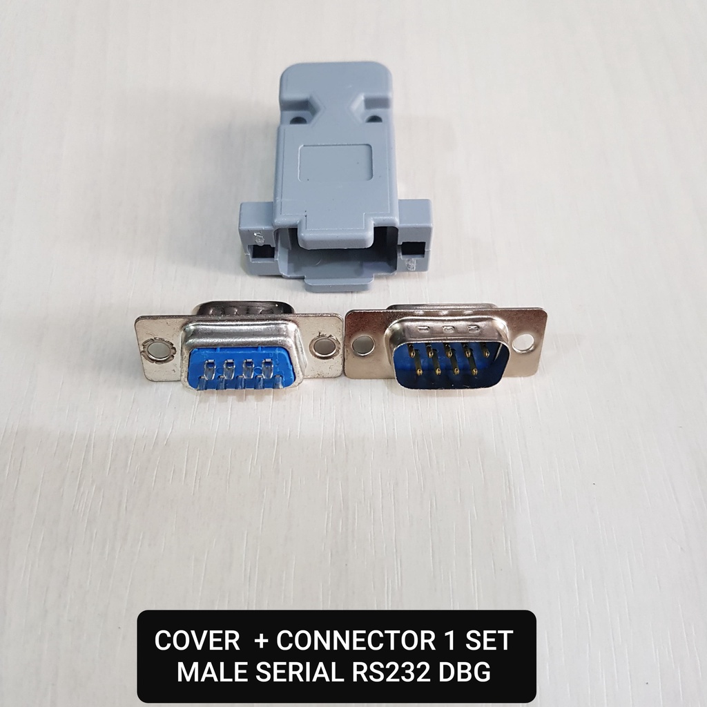Male DB9 + Cover Soket RS232 Konektor RS 232