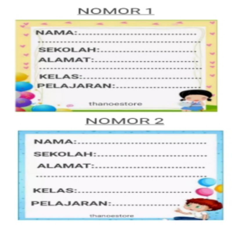 

stiker sticker label mata pelajaran sekolah 1 hari jadi tanpa minimum order unik murah