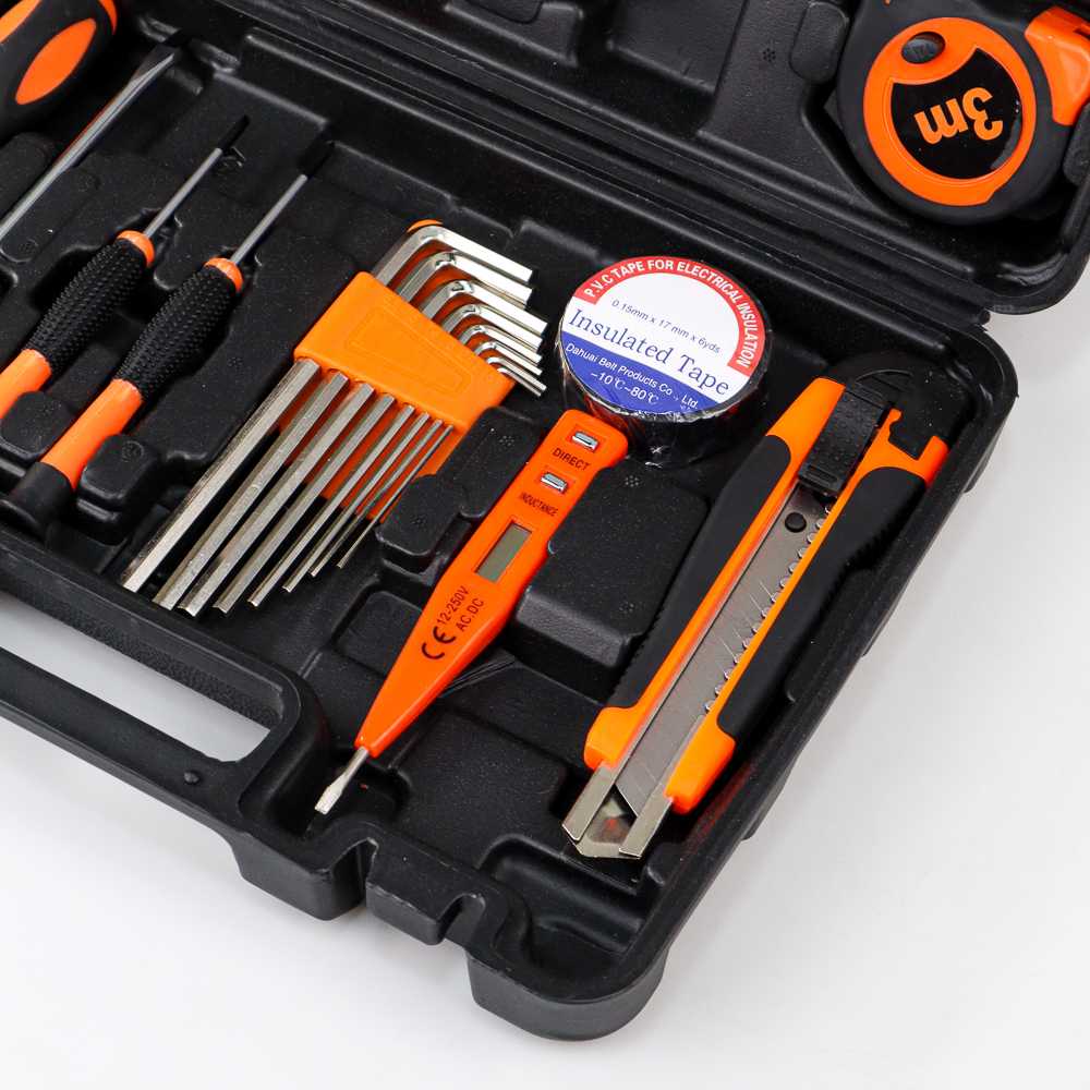 Alat Set Perkakas Tang Palu Meteran Cutter Obeng Box Storage 19 in 1 / Satu Set Alat Perkakas,Alat tukang satu set / Tool Kit set 19 IN 1