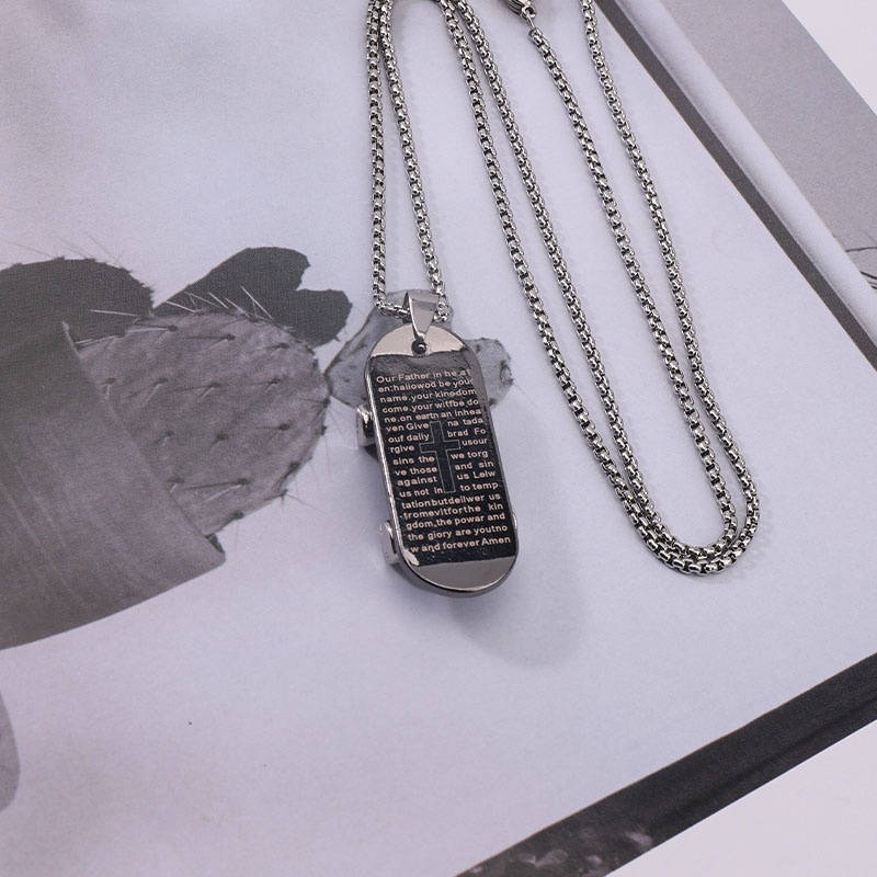 Kalung Rantai Bahan Titanium Steel Motif Tulisan Gaya Hip Hop Eropa Amerika Untuk Pria Dan Wanita