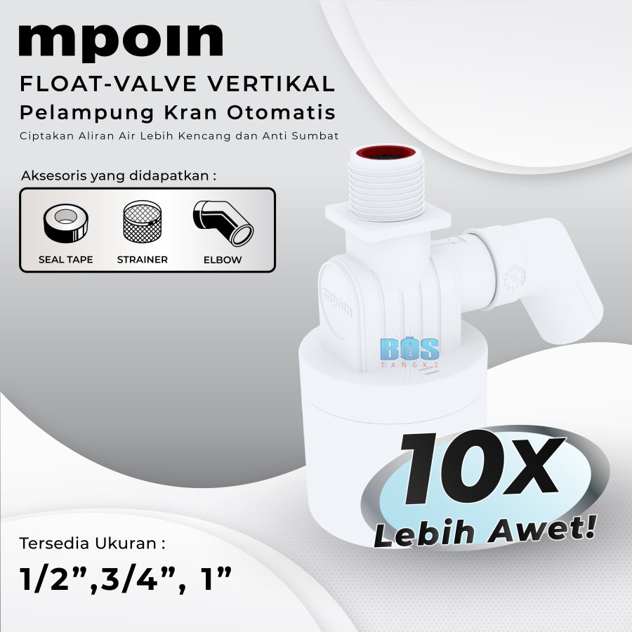 Float Valve MPOIN | Pelampung Kran Otomatis Vertikal 1 inch