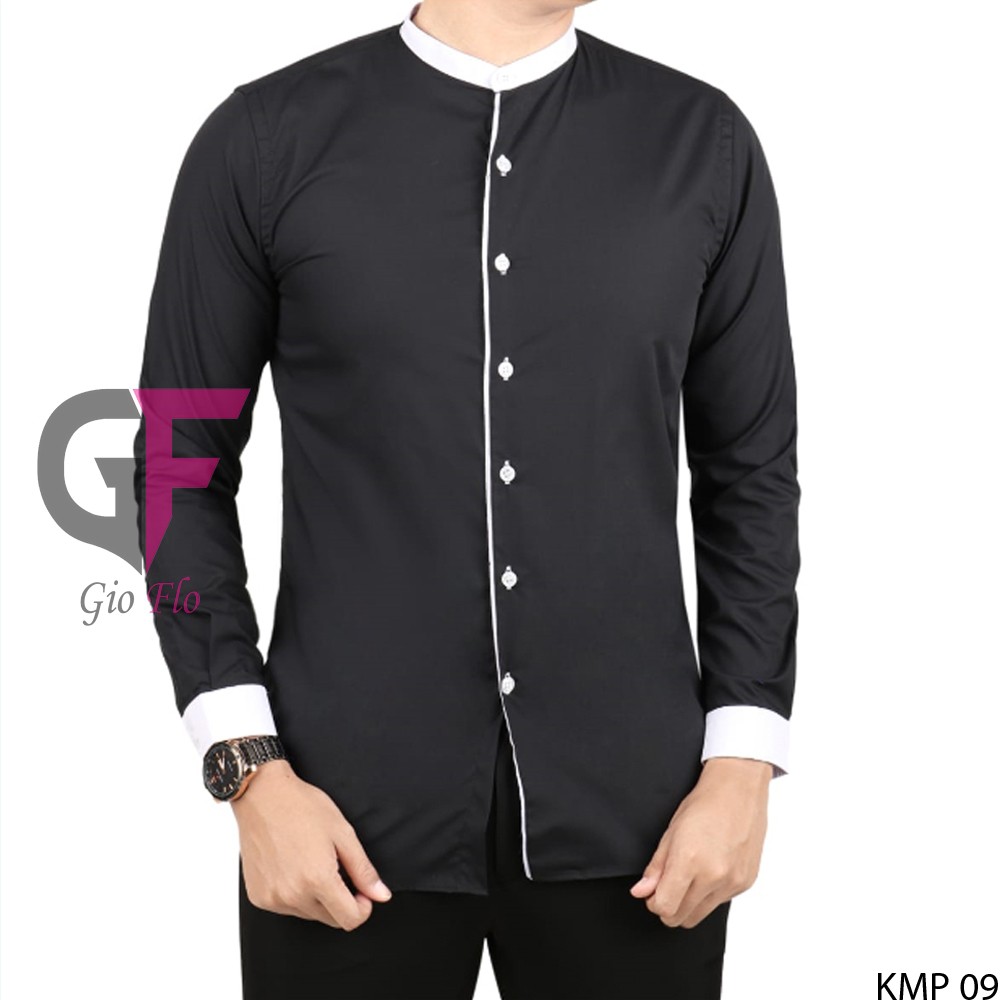 GIOFLO Kemeja Muslim Semi Formal Polos Koko Kerah Shanghai Slimfit / KMP 09