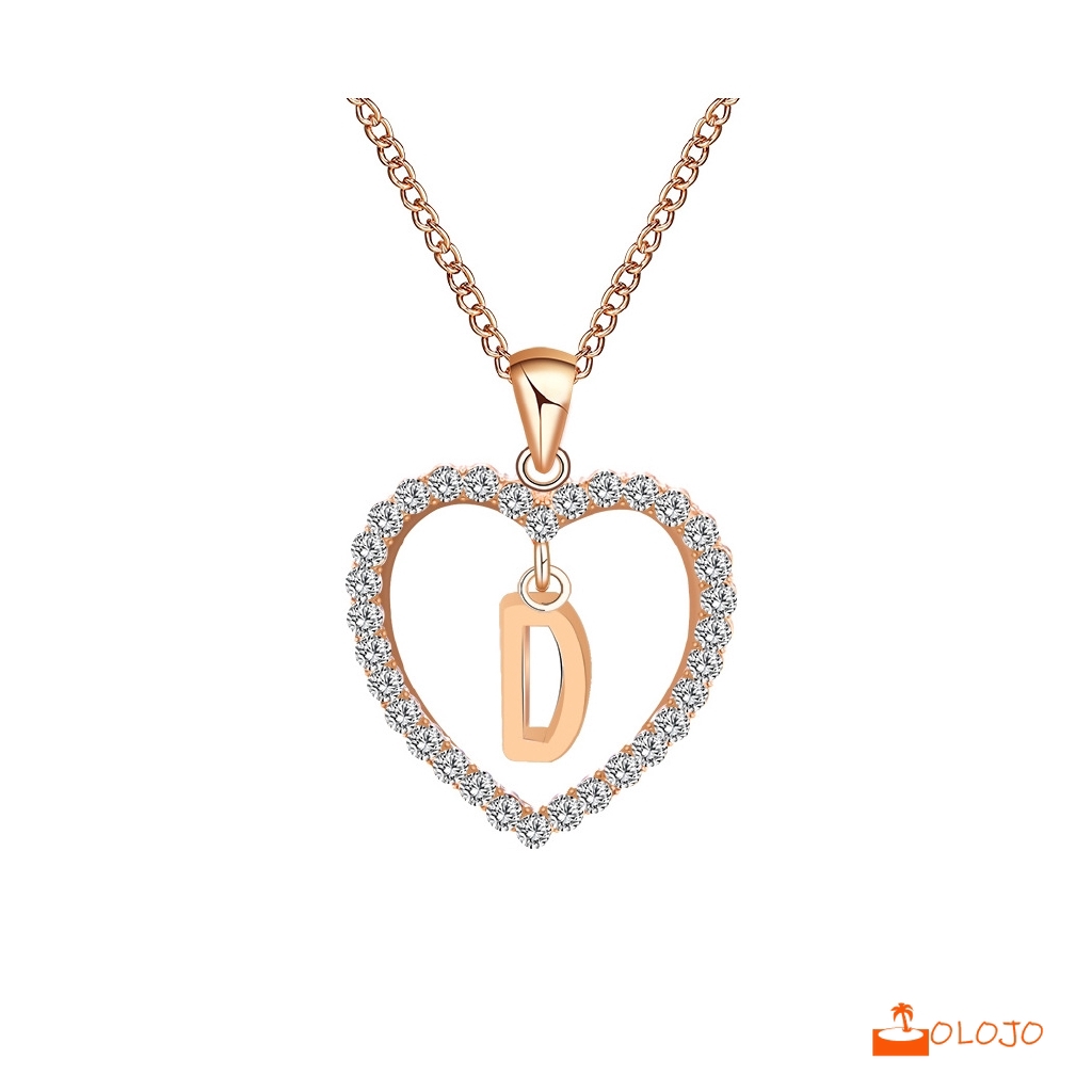 OLOJO   26 Huruf Kalung Kristal Titanium Anti Karat 18K Alfabet Liontin Letter Necklace