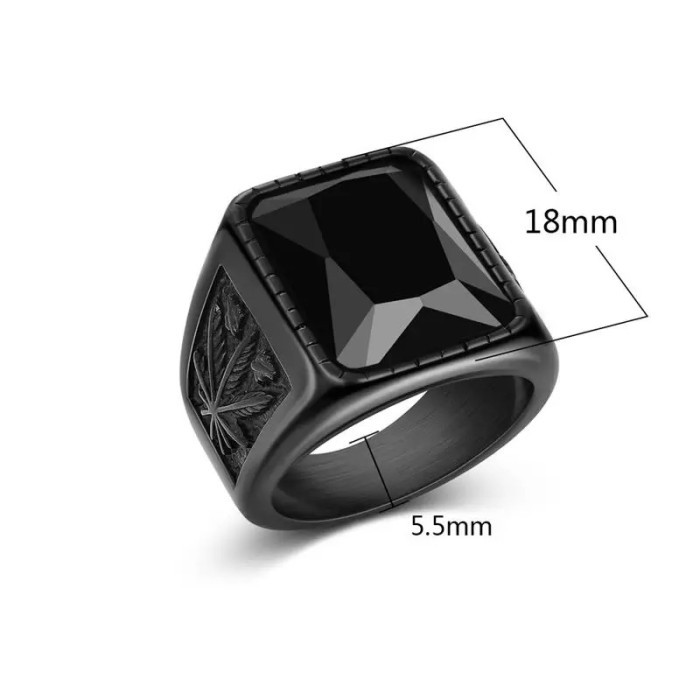 [Bayar di Tempat] Cincin Pria Batu Black Onyx Warna Hitam