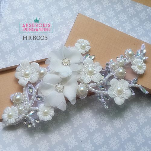 [STOCK TERBATAS] WEDDING HAIRPIECES AKSESORIS RAMBUT TIARA PENGANTIN PUTIH HRB005