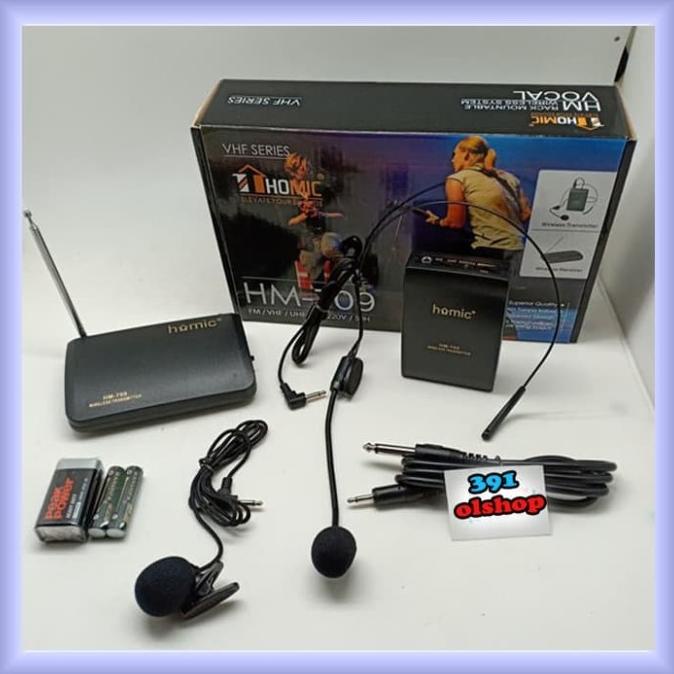 Mic Wireless Mic Senam Mic Imam Masjid Kancing Jepit Bando Homic Hm709