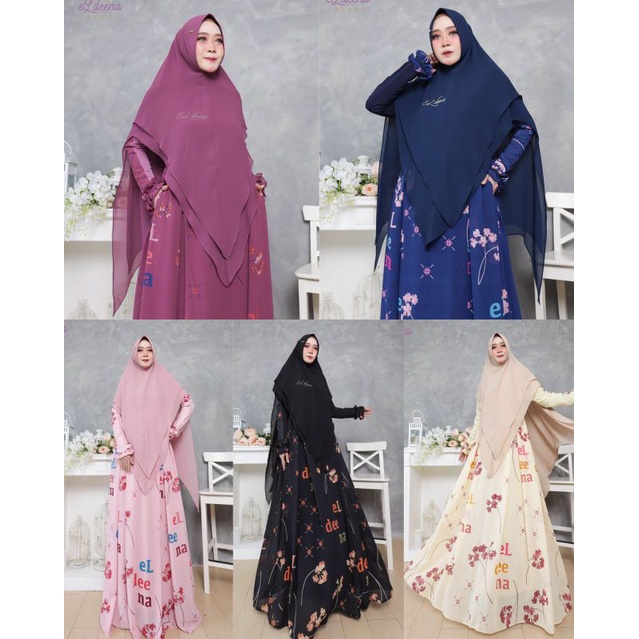 baju gamis wanita dress muslim terbaru Ready.. Delila Syari Printing by Eldeena Kanaya Gamis Muslim 