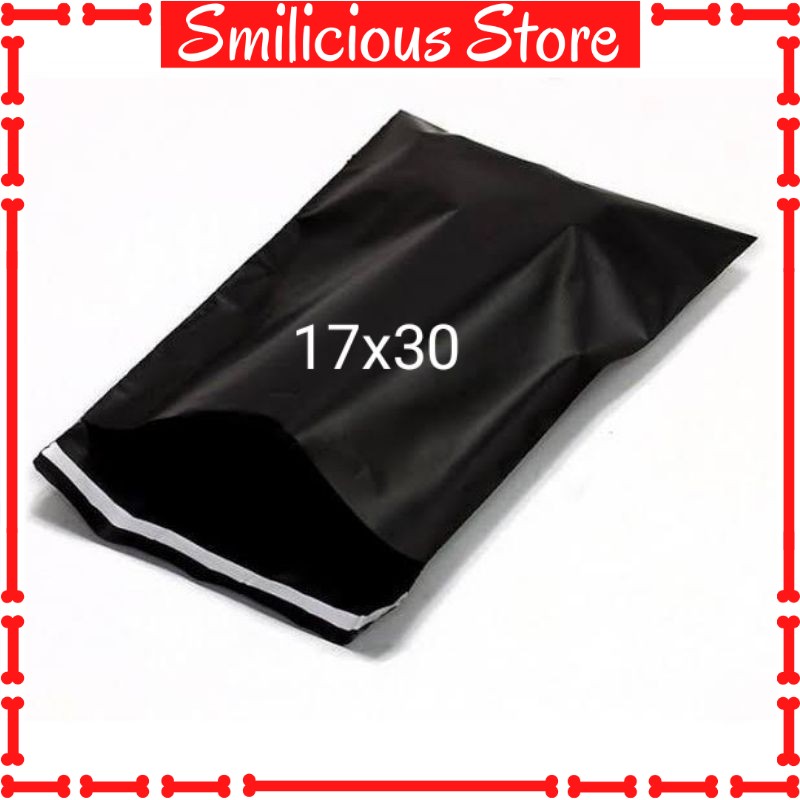 Kantong Plastik Packing 17X30cm 100 lembar Online Shop HD Polymailer Hitam 45micro Tebal