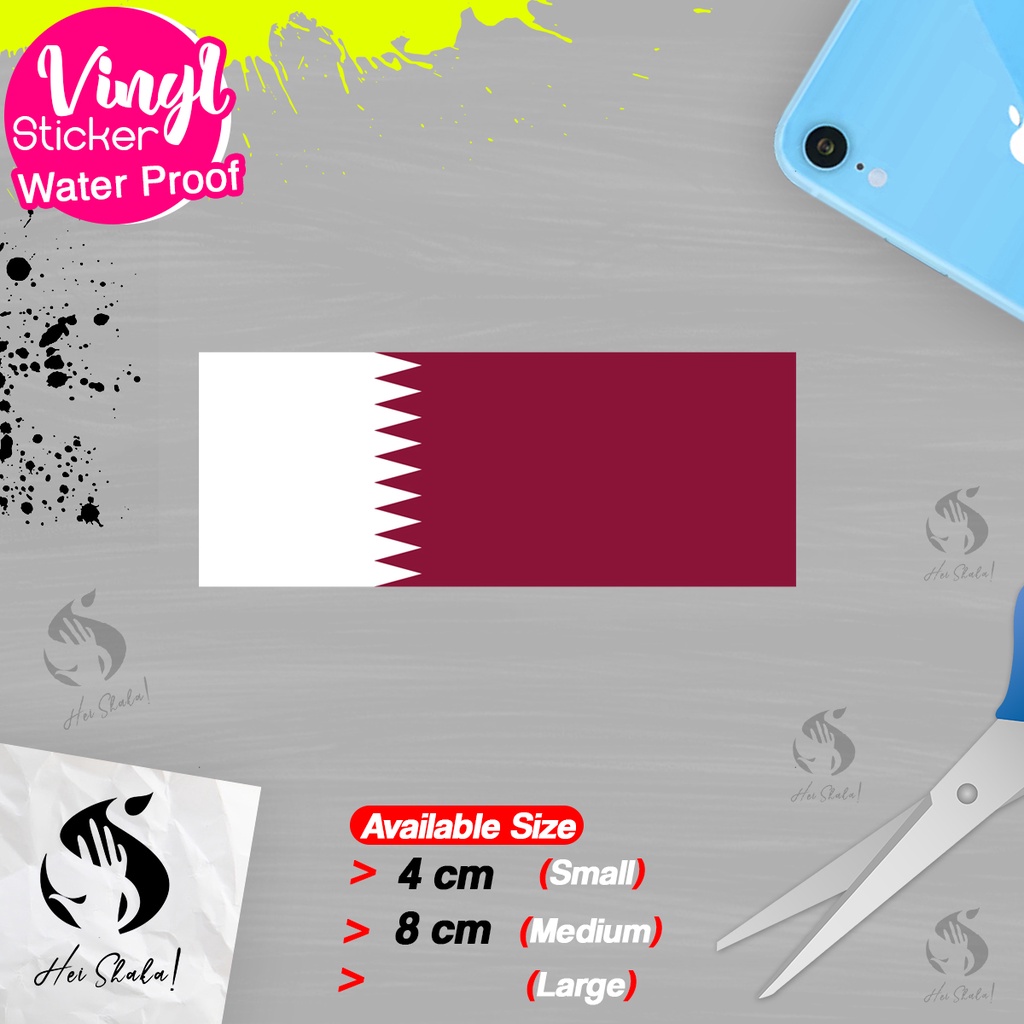 

Stiker Qatar Sticker Vinyl Satuaan Motif Bendera Negara Dunia Bahan Anti Air