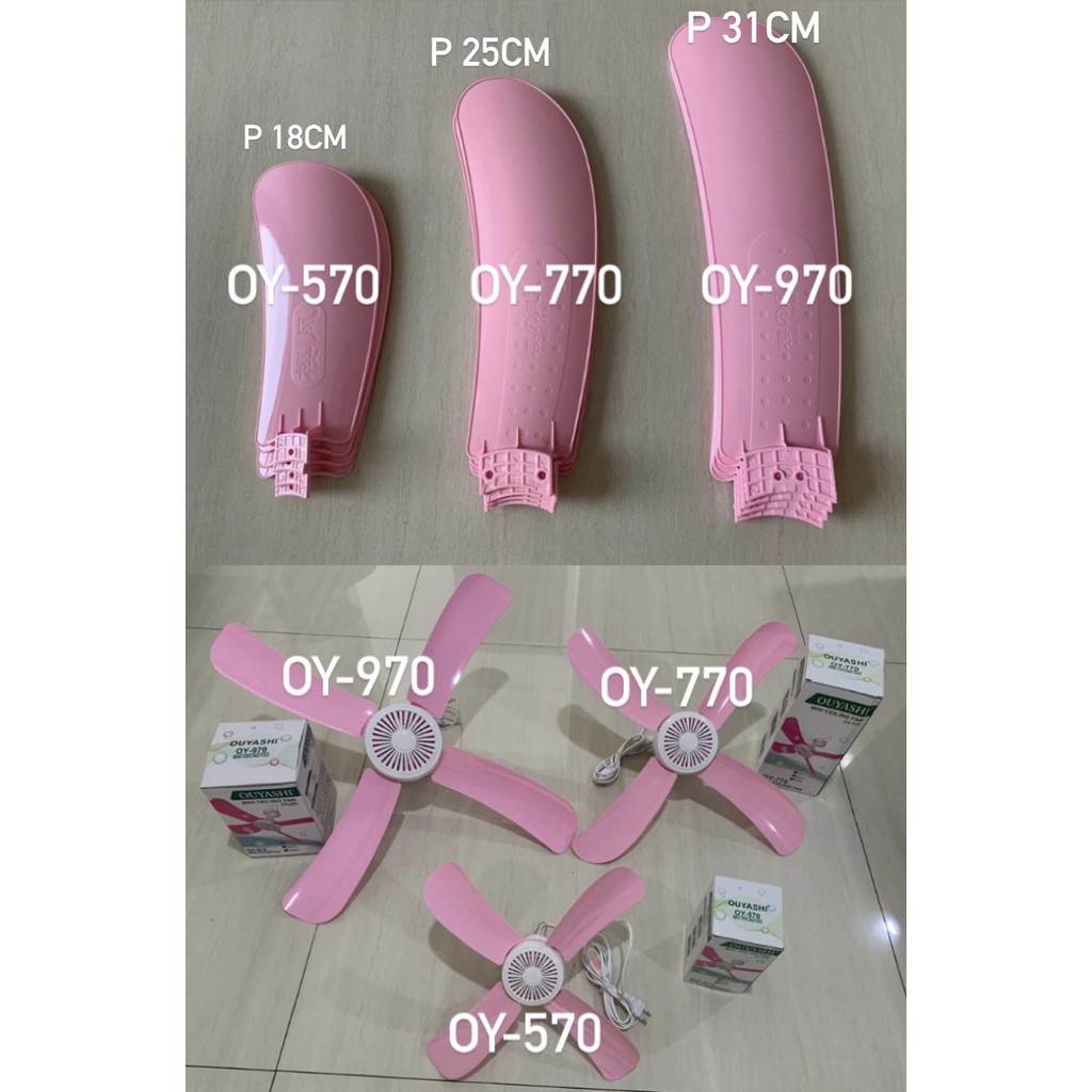 Kipas angin gantung Ouyashi tipe OY-570 , OY-770 , OY-970 , warna pink , baling baling 4