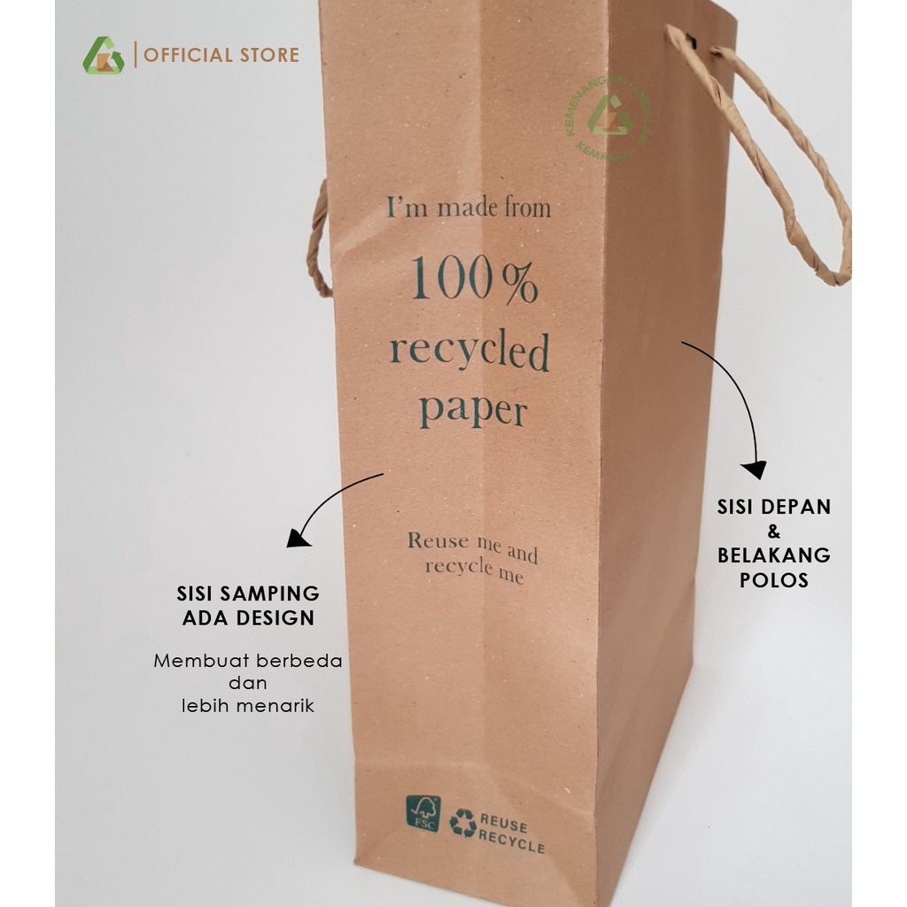 

Paper Bag Kraft Coklat Ramah Lingkungan Isi 10 - I AM MADE OF 30x20x9 (WAJIB MEMBELI EXTRA PACKING)