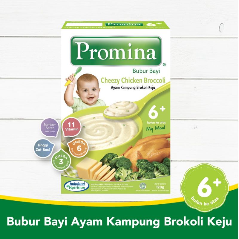 Promina Bubur Bayi 6M+ 120gr / Tim sapi dan wortel / ayam kampung dan jamur / ayam kampung brokoli keju / smooth kacang hijau