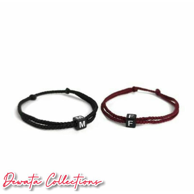Gelang Inisial Couple kotak hitam